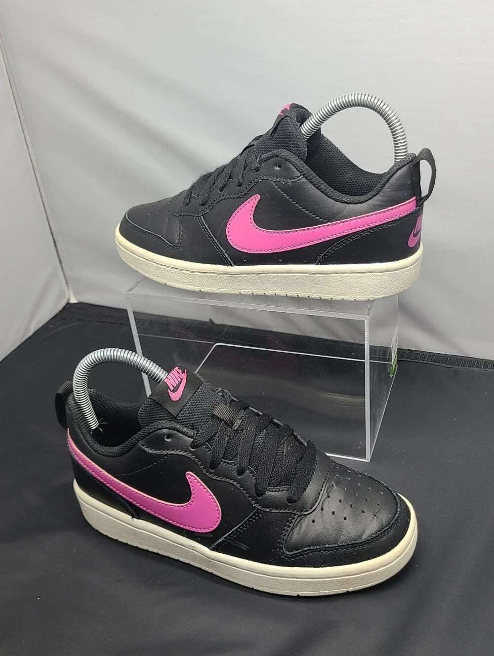 Nike Court Borough Low 2 GS 'Black Active Fuchsia Girl kids size 3.5Y